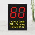 [ Thumbnail: 60th Birthday: Red Digital Clock Style "60" + Name Card ]