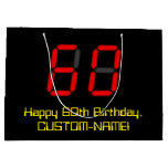 [ Thumbnail: 60th Birthday: Red Digital Clock Style "60" + Name Gift Bag ]