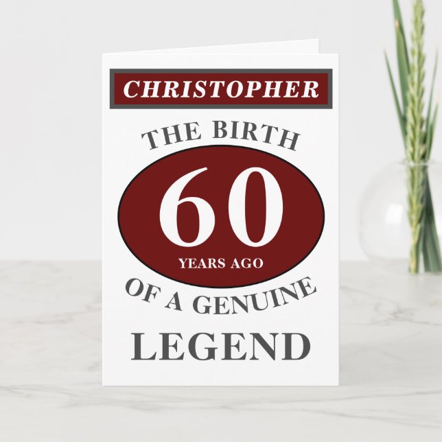 60th Birthday Red Genuine Legend Add Your Name Card (Front)