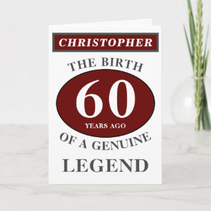 60th Birthday Red Genuine Legend Add Your Name Card