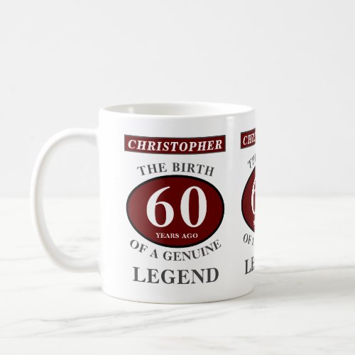 60th Birthday Red Genuine Legend Add Your Name Coffee Mug