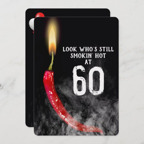 60th Birthday Red Hot Pepper Candle    Invitation