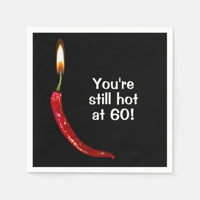 60th Birthday Red Hot Pepper Napkins (Front)
