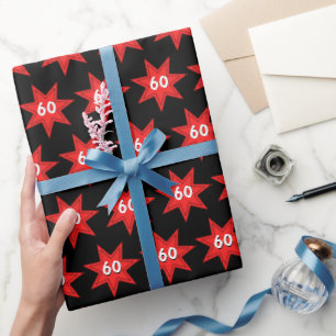60th Birthday Red Star Wrapping Paper