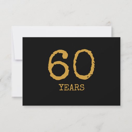 60th Birthday Retro Black And Gold Thank You Card | Zazzle