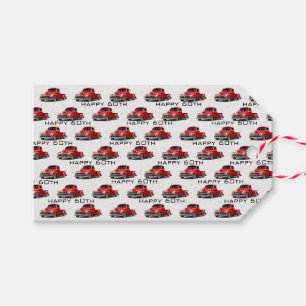 60th Birthday Retro Red Truck Gift Tags