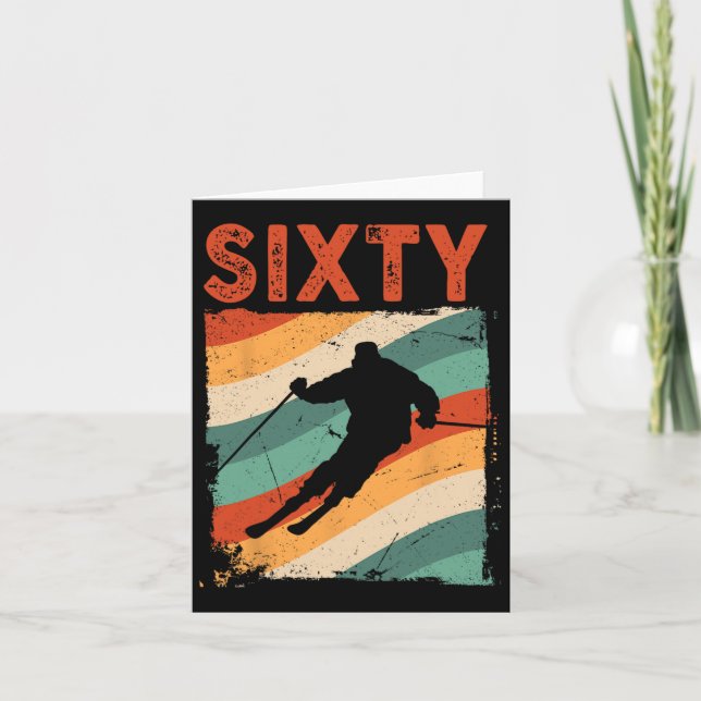 60th Birthday Retro Ski Skiing 60 Year Old Men Wom Card (Front)