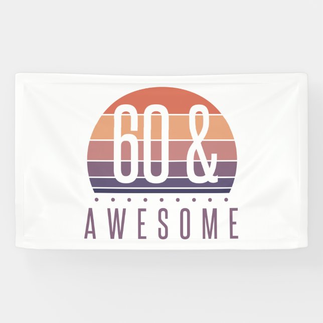 60th Birthday Retro Sunset Banner (Horizontal)