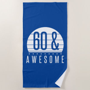 60th Birthday Retro Sunset Beach Towel