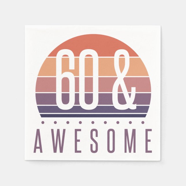 60th Birthday Retro Sunset Napkins (Front)