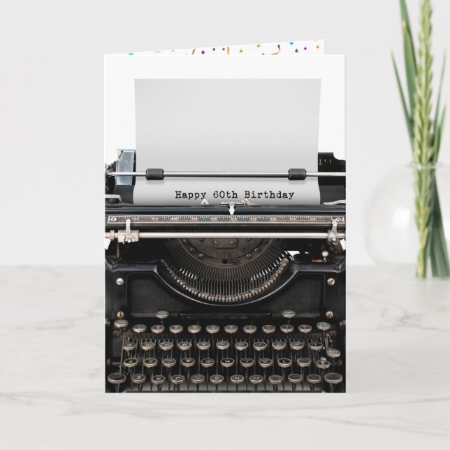 60th Birthday Retro Typewriter Card (Front)