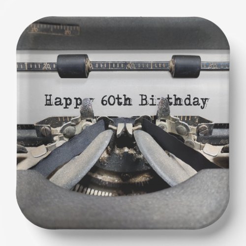 60th Birthday Retro Typewriter    Paper Plates