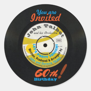 60th Birthday Retro Vinyl Record 45 RPM R Sticker