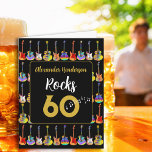 60th birthday Rock and Roll Guitar add Name Card<br><div class="desc">Add a name to the modern gold typography template ‘Alexander Rocks 60’ and create the perfect personalized rock and roll 60th birthday black and gold cool guitar greetings card. This funky psychedelic guitar pattern includes electric guitars with Fire flame pattern and red pick guard, multicolored semi acoustic guitars and psychedelic...</div>