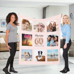 60th birthday rose gold blush photo collage name fleece blanket<br><div class="desc">A unique gift for a 60th birthday, celebrating her life with a collage of 8 of your own photos, pictures. Personalize and add her name and a date. A chic, girly rose gold, blush pink background. The name is written with a modern hand lettered style script. Number 60 with a...</div>