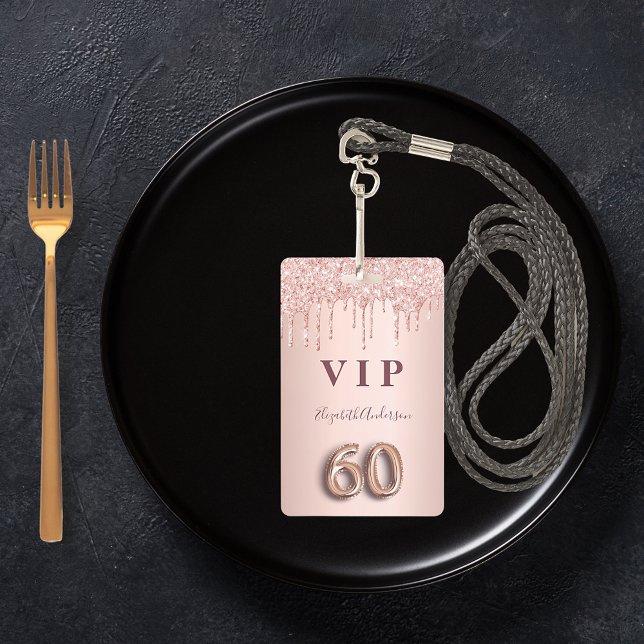 60th birthday rose gold drips pink badge (Creator Uploaded)