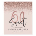 60th birthday rose gold girly glitter party favor