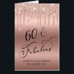 60th Birthday Rose Gold Glitter Jumbo Card<br><div class="desc">Elegant 60th birthday keepsake jumbo card with rose gold faux glitter dripping on a rose gold background and "60 & Fabulous" in a chic script. On the inside, you can personalize your message, with space for all of her friends, family and guests at her birthday party to write a personal...</div>