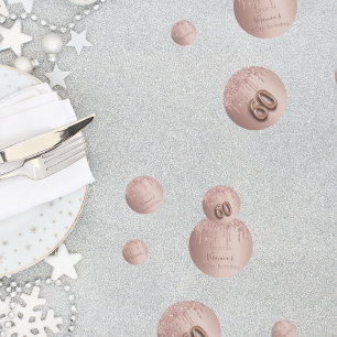 60th birthday rose gold glitter pink monogram confetti