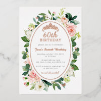 60th Birthday Rose Gold Pink Butterfly Floral