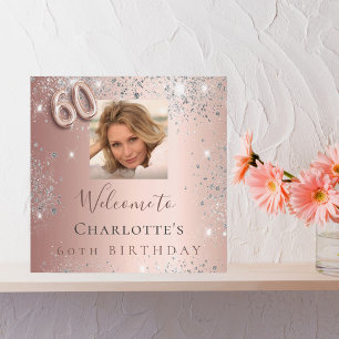 60th birthday rose gold silver photo glitter dust foam board