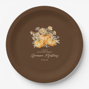 60th Birthday Rustic Boho Pumpkin Fall Custom Paper Plates