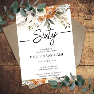 60th Birthday Rustic Floral Fall Invitation