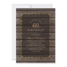 60th Birthday Rustic Wood Fancy Country Party