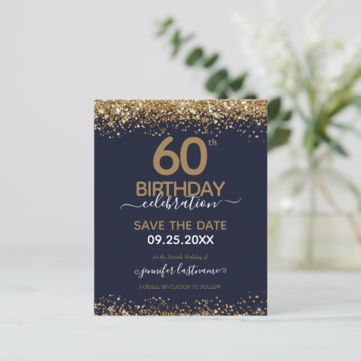 60th Birthday Save the Date Budget Invitation | Zazzle