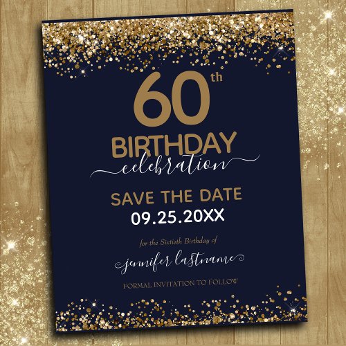 60th Birthday Save the Date Budget Invitation