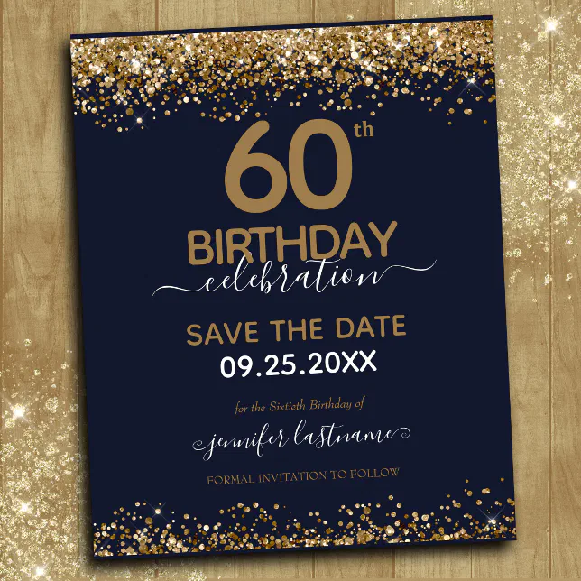 60th Birthday Save the Date Budget Invitation | Zazzle