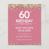 60th Birthday Save the Date Budget Invitation (Front)