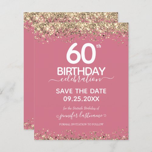 60th Birthday Save the Date Budget Invitation