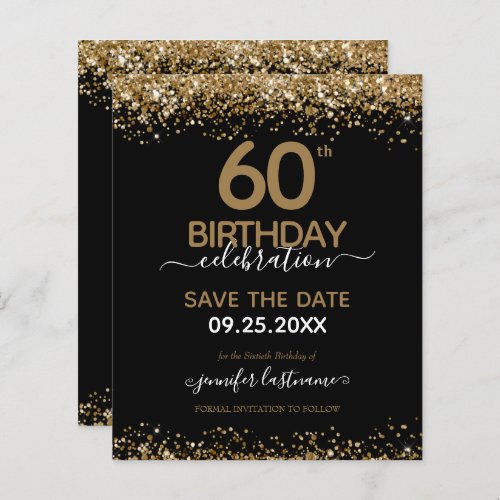 60th Birthday Save the Date Budget Invitation