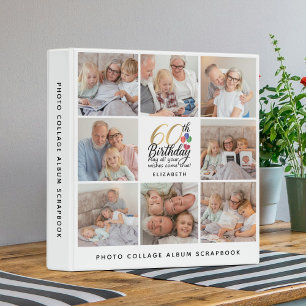 60th Birthday Script Photo Collage Album Keepsake 3 Ring Binder