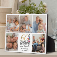 60th Birthday Script Photo Collage Modern Keepsake