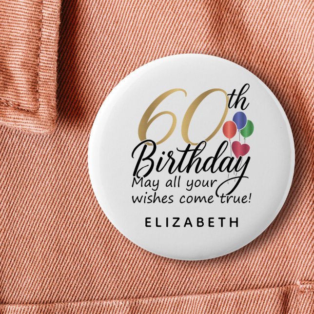 60th Birthday Script Typography Milestone Classic  Button (Creator Uploaded)