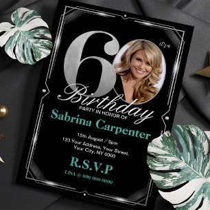 60th Birthday Silver and Black Invitation