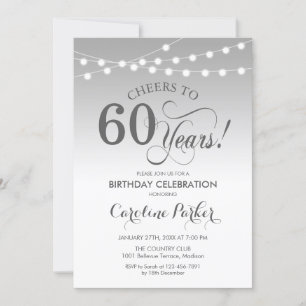 60th Birthday - Silver White Invitation