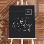 60th Birthday Simple Minimal Flat Black Foam Board<br><div class="desc">Celebrate a 60th birthday milestone in style with this elegant flat-black and ivory beige party easel sign.  The modern minimalist layout pairs a deep matte black background with refined ivory-beige typography—featuring a bold sans-serif for the event details and a graceful handwritten script for the word “Birthday.” A sleek square badge...</div>