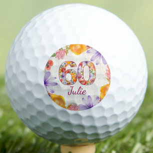 60th Birthday Sister Gift Elegant Floral Custom Golf Balls