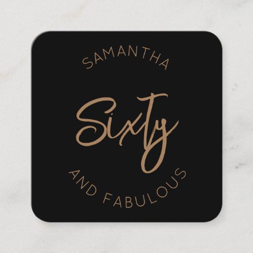 60th Birthday Sixty and fabulous Modern Black Gold Enclosure Card
