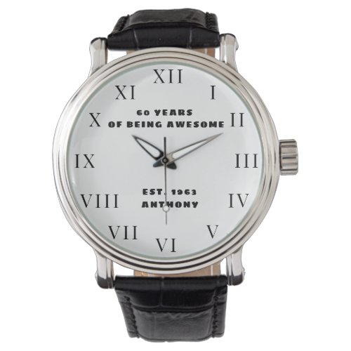 60th Birthday Sixty Black Vintage Funny Modern Watch