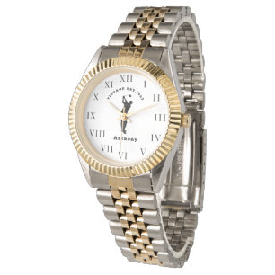 60th Birthday Sixty Black Vintage Gold Golfer Watch