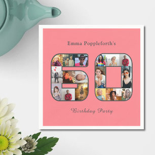 60th Birthday Sixty Photo Collage Blush Pink Napkins
