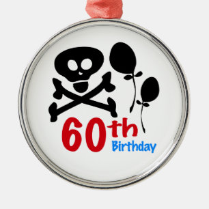 60th Birthday Skull Crossbones Metal Ornament