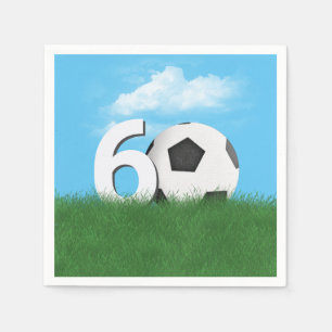 60th Birthday Soccer Ball In Green Grass Napkins