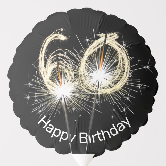 60th Birthday Sparklers on Black  Balloon (Front)