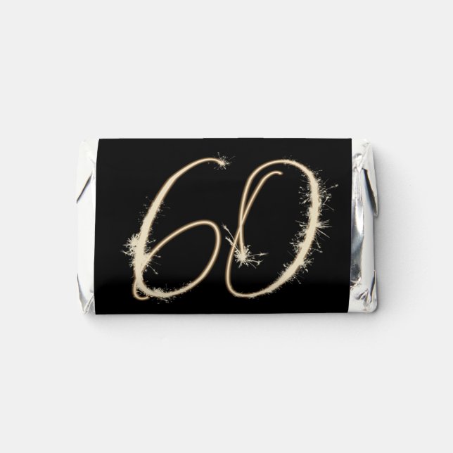 60th Birthday Sparklers On Black Hershey's Miniatures (Front)