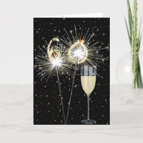 60th Birthday Sparklers With Wine  Card